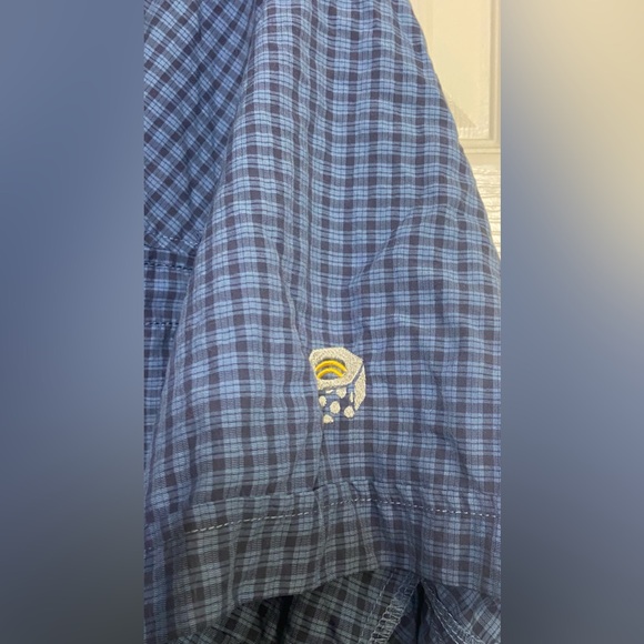 Mountain Hardware Shirt Mens X-Large Blue Button Up Zip Pockets Vented Hiking - Picture 3 of 4